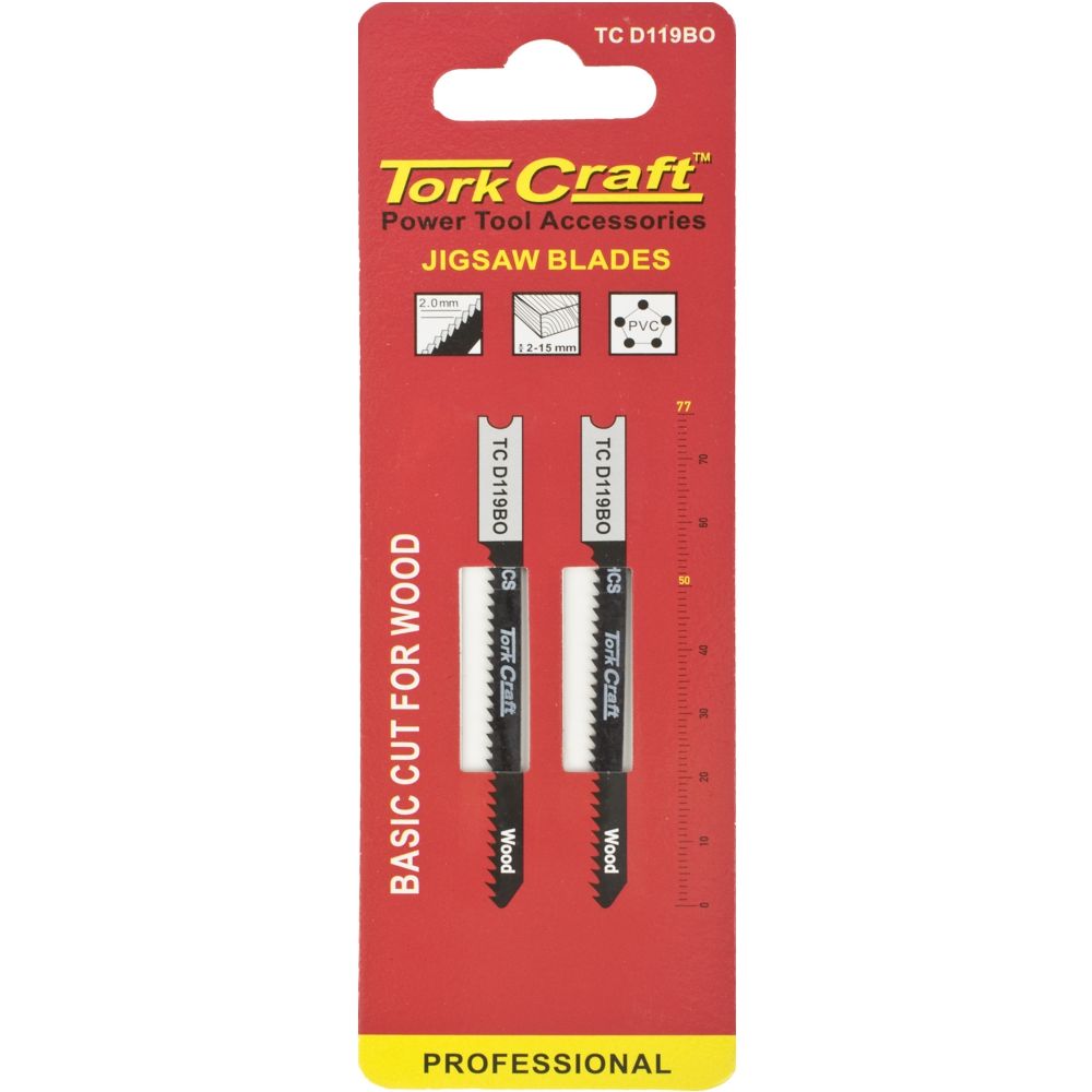 U-SHANK JIGSAW BLADE 12TPI WOOD 2MM 2PC
