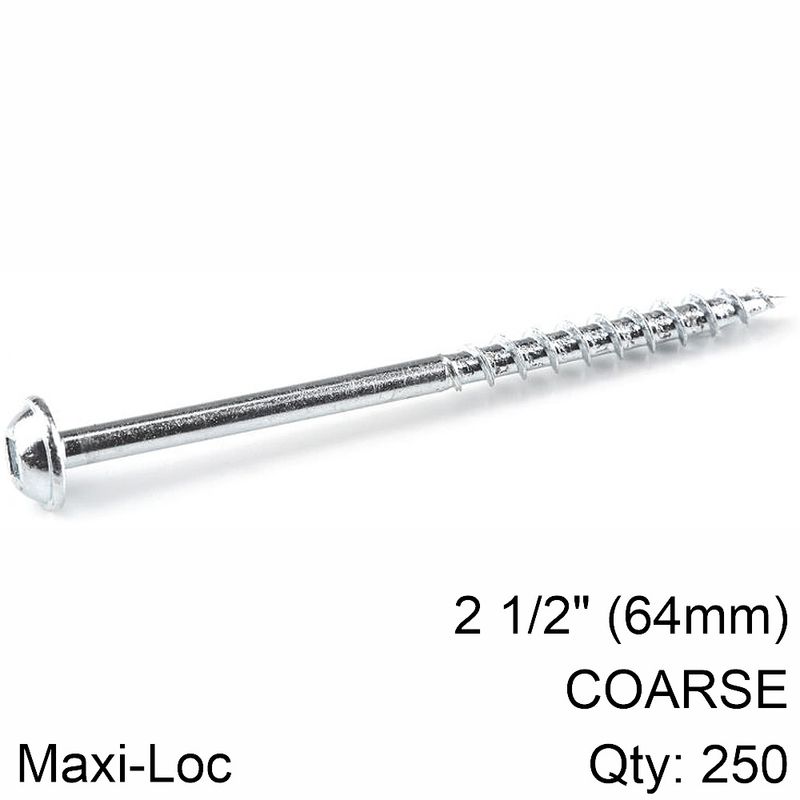 KREG ZINC POCKET HOLE SCREWS 64MM 2.50&#39; #8 COARSE THREAD MX LOC 250CT