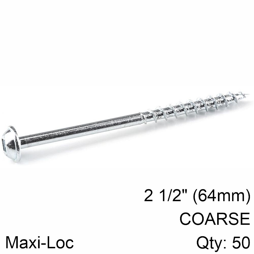 KREG ZINC POCKET HOLE SCREWS 64MM 2.50&#39; #8 COARSE THREAD MX LOC 50CT
