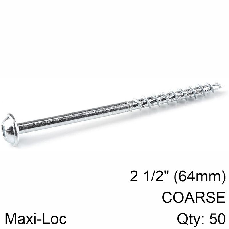 KREG ZINC POCKET HOLE SCREWS 64MM 2.50&#39; #8 COARSE THREAD MX LOC 50CT