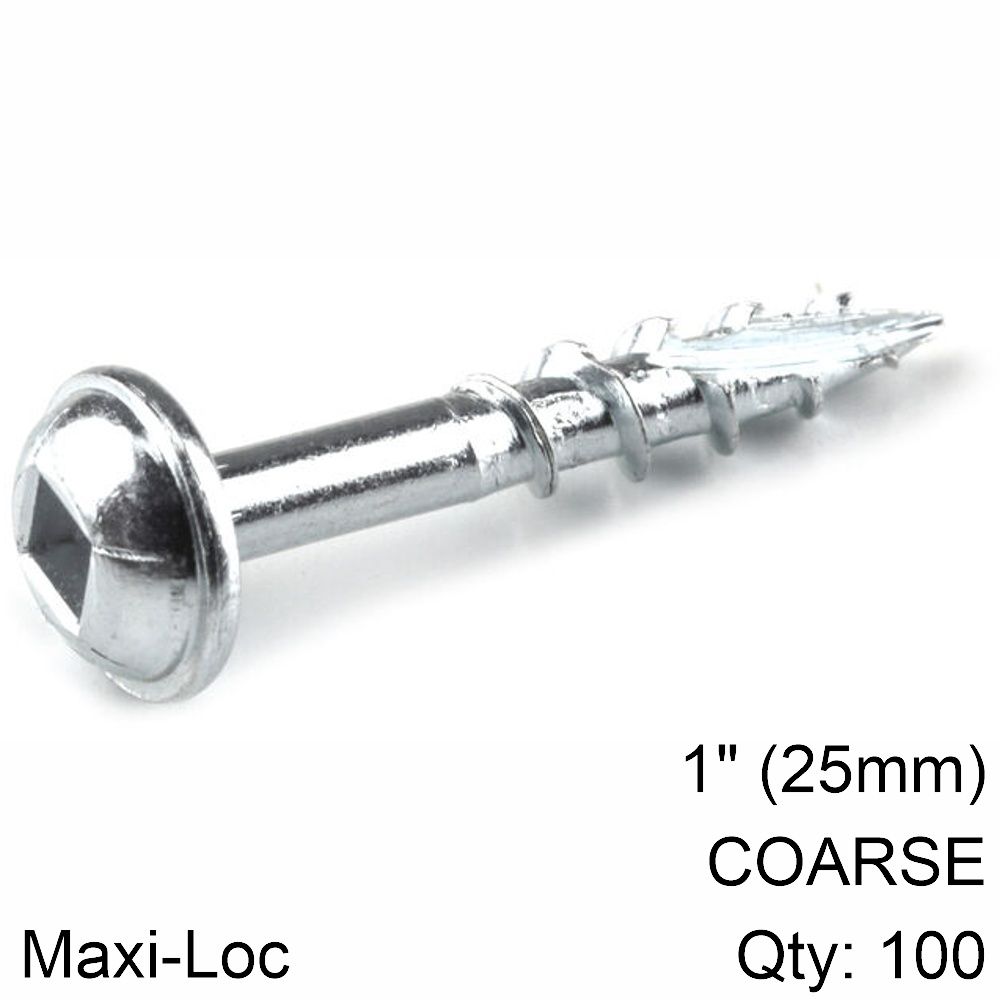 KREG ZINC POCKET HOLE SCREWS 25MM 1.00&#39; #8 COARSE THREAD MX LOC 100CT