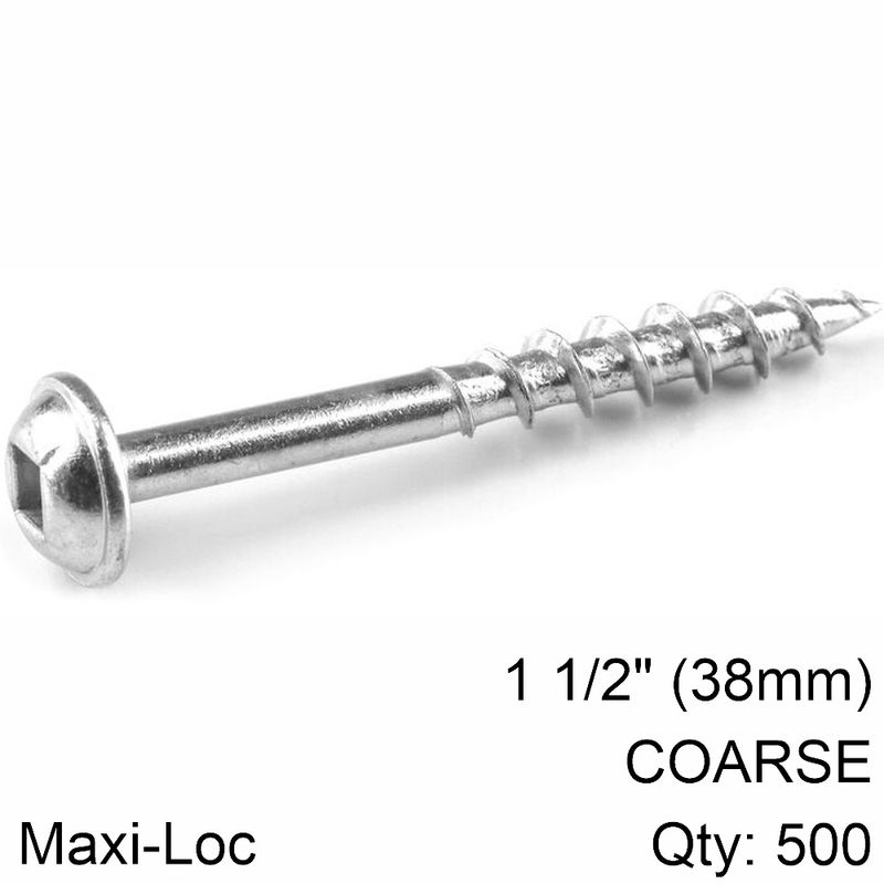 KREG ZINC POCKET HOLE SCREWS 38MM 1.50&#39; #8 COARSE THREAD MX LOC 500CT
