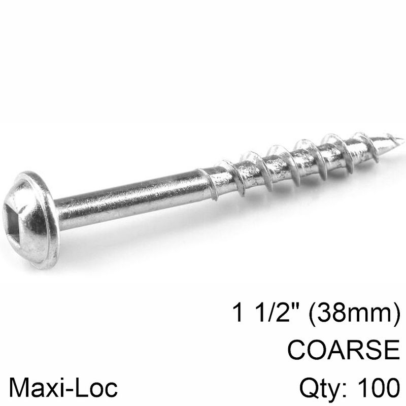 KREG ZINC POCKET HOLE SCREWS 38MM 1.50&#39; #8 COARSE THREAD MX LOC 100CT