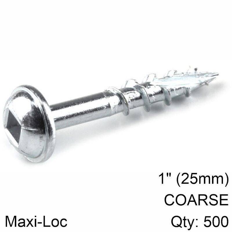KREG ZINC POCKET HOLE SCREWS 25MM 1.00&#39; #8 COARSE THREAD MX LOC 500CT