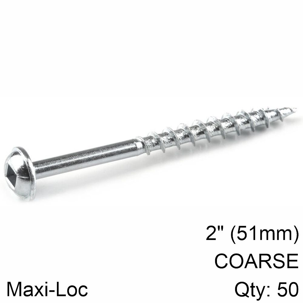 KREG ZINC POCKET HOLE SCREWS 51MM 2.00&#39; #8 COARSE THREAD MX LOC 50CT