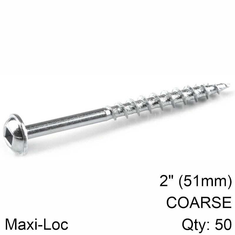 KREG ZINC POCKET HOLE SCREWS 51MM 2.00&#39; #8 COARSE THREAD MX LOC 50CT