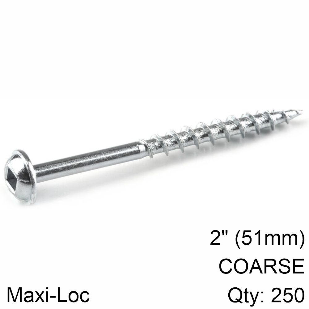 KREG ZINC POCKET HOLE SCREWS 51MM 2.00&#39; #8 COARSE THREAD MX LOC 250CT
