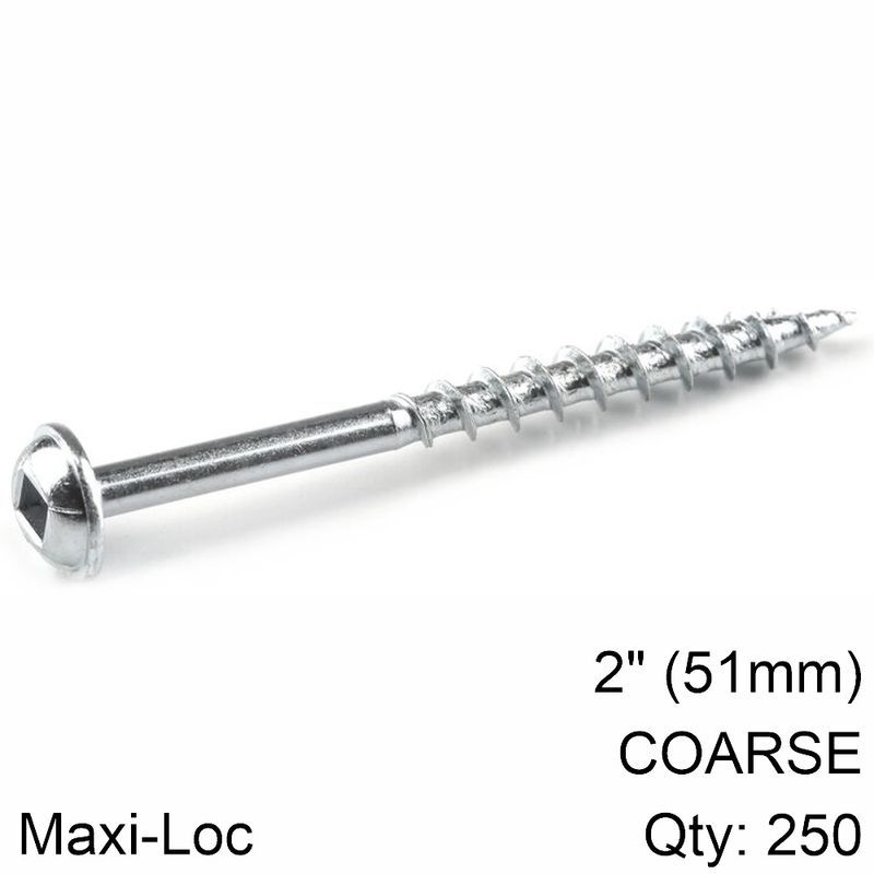 KREG ZINC POCKET HOLE SCREWS 51MM 2.00&#39; #8 COARSE THREAD MX LOC 250CT