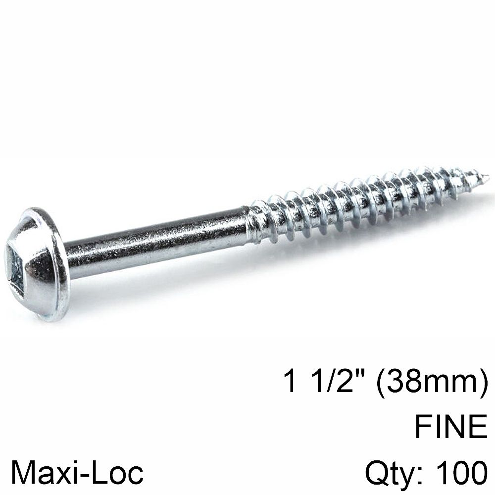 KREG ZINC POCKET HOLE SCREWS 38MM 1.50&#39; #7 FINE THREAD MX LOC 100CT