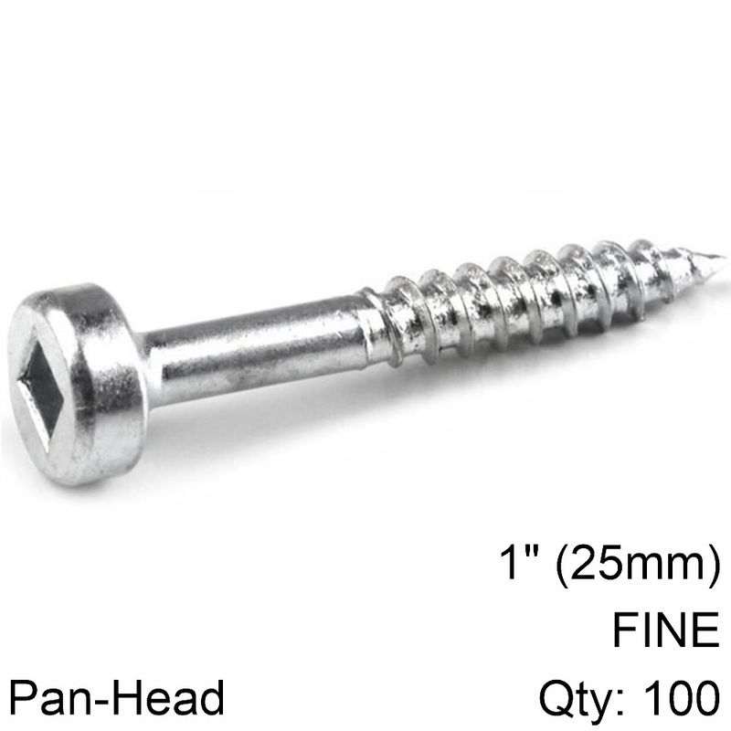 KREG ZINC POCKET HOLE SCREWS 25MM 1.00&#39; #6 FINE THREAD PAN HEAD 100CT