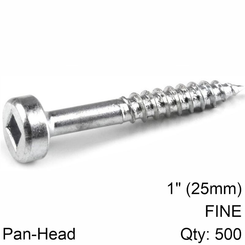 KREG ZINC POCKET HOLE SCREWS 25MM 1.00&#39; #6 FINE THREAD PAN HEAD 500CT
