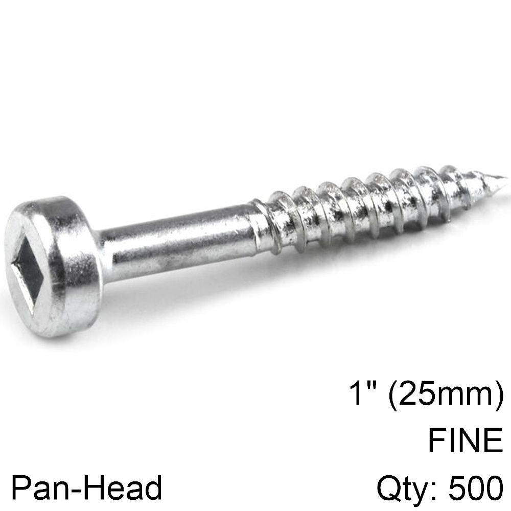 KREG ZINC POCKET HOLE SCREWS 25MM 1.00&#39; #6 FINE THREAD PAN HEAD 500CT