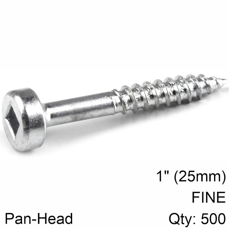 KREG ZINC POCKET HOLE SCREWS 25MM 1.00&#39; #6 FINE THREAD PAN HEAD 500CT