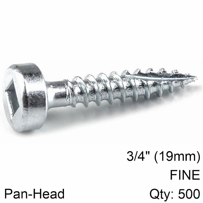 KREG ZINC POCKET HOLE SCREWS 19MM 0.75&#39; #6 FINE THREAD PAN HEAD 500CT