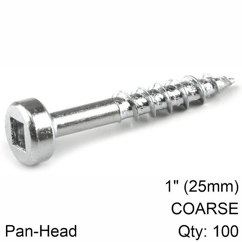 KREG ZINC POCKET HOLE SCREWS 25MM 1.00&#39; #7 COARSE THREAD PAN HEAD 100C