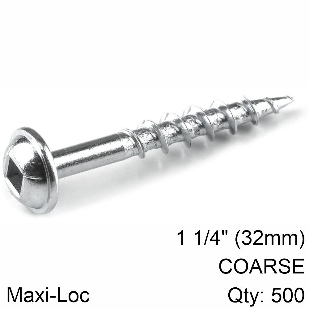 KREG ZINC POCKET HOLE SCREWS 32MM 1.25&#39; #8 COARSE THREAD MX LOC 500CT