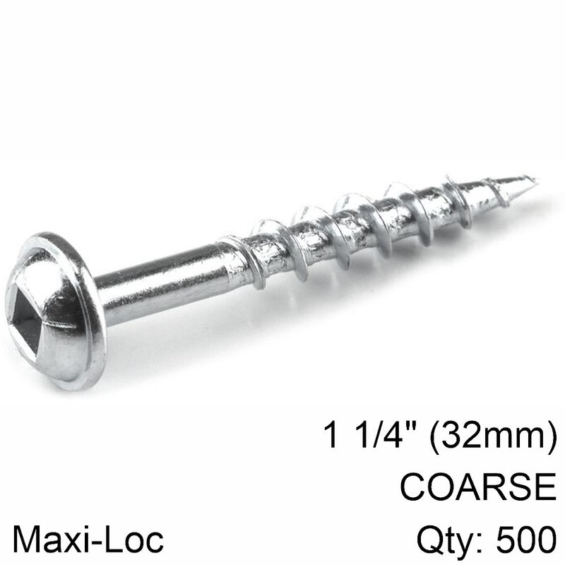 KREG ZINC POCKET HOLE SCREWS 32MM 1.25&#39; #8 COARSE THREAD MX LOC 500CT