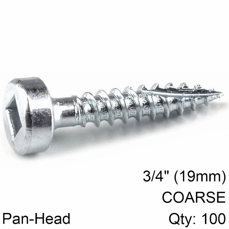 KREG ZINC POCKET HOLE SCREWS 19MM 0.75&#39; #6 FINE THREAD PAN HEAD 100CT