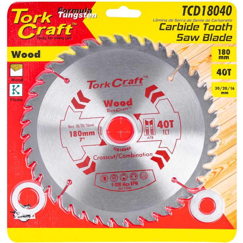 BLADE TCT 180 X 40T 30/20/16 GENERAL PURPOSE COMBINATION