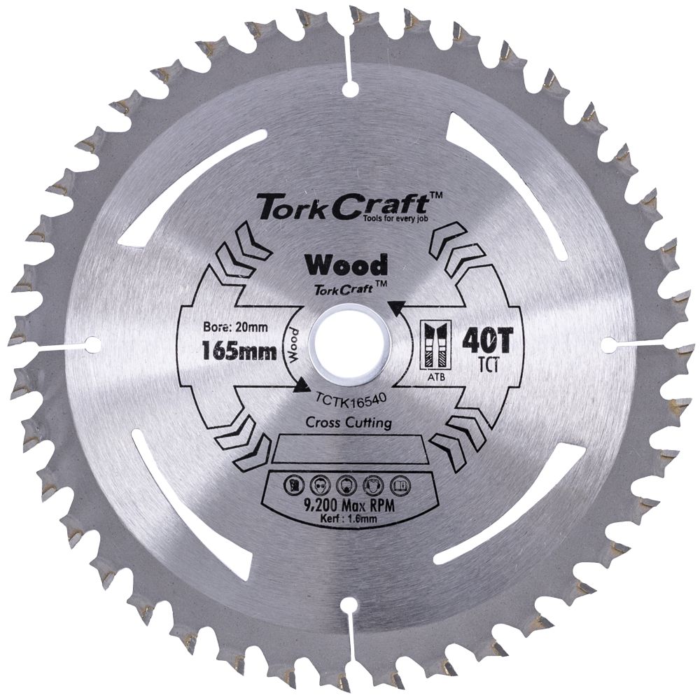 TCT SAW BLADE 165MM X 1.6MM X 20MM X 40T WOOD THIN KERF
