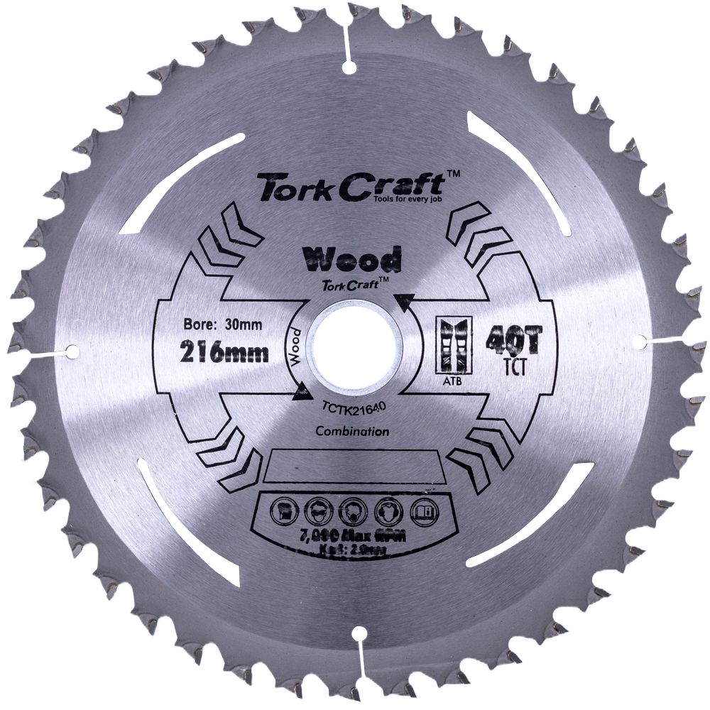 TCT SAW BLADE 216MM X 2.0MM X 30MM X 40T WOOD THIN KERF