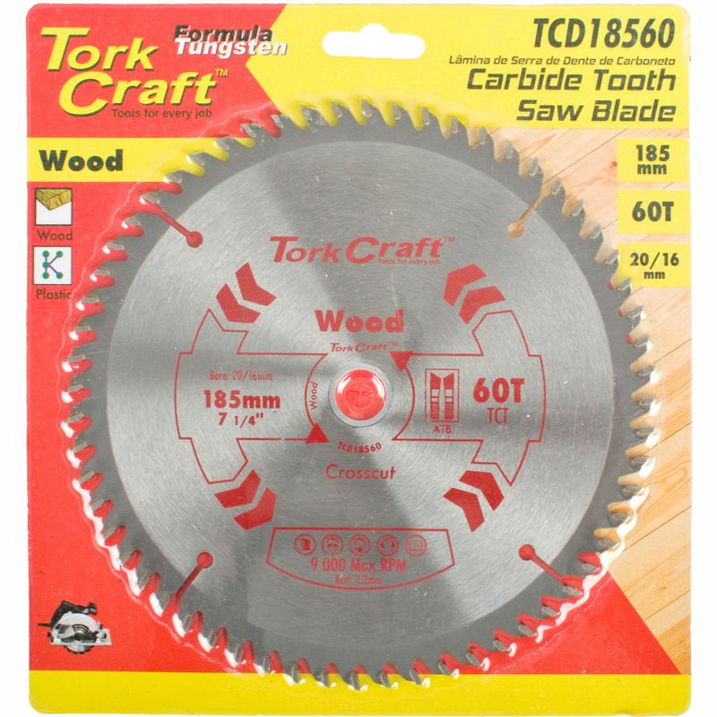 BLADE TCT 185 X 60T 20/16 GENERAL PURPOSE CROSS CUT