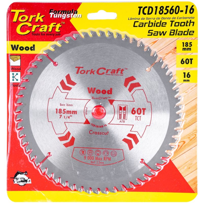 BLADE TCT 185 X 60T 16MM GENERAL PURPOSE CROSS CUT