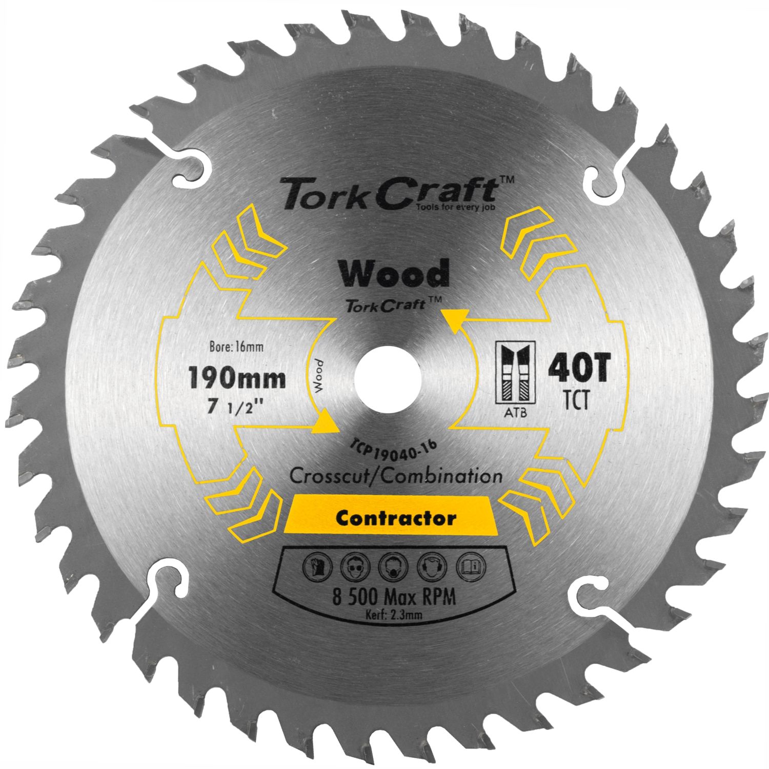 BLADE CONTRACTOR 190 X 40T 16MM CIRCULAR SAW TCT