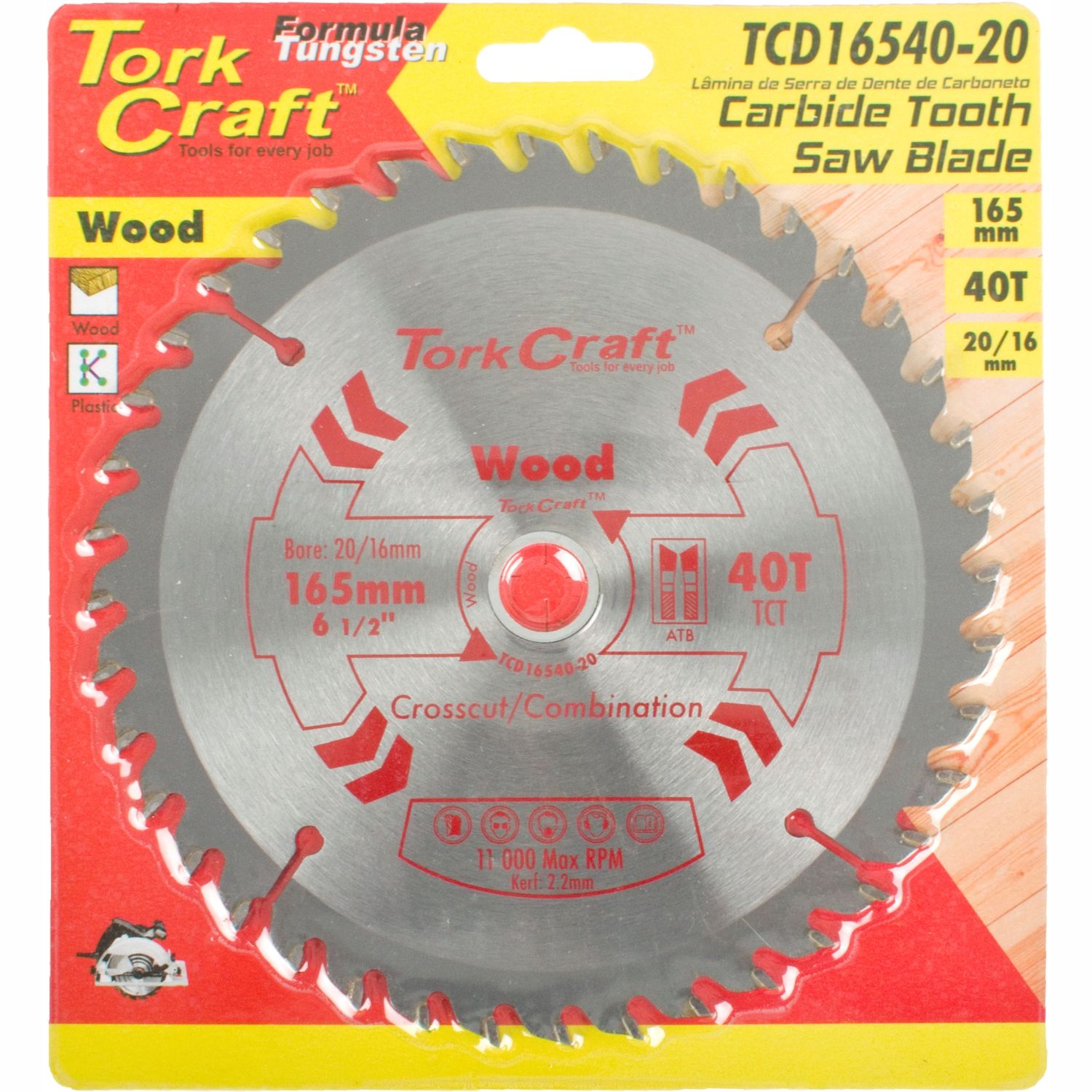 BLADE TCT 165 X 40T 20/16 GENERAL PURPOSE COMBINATION