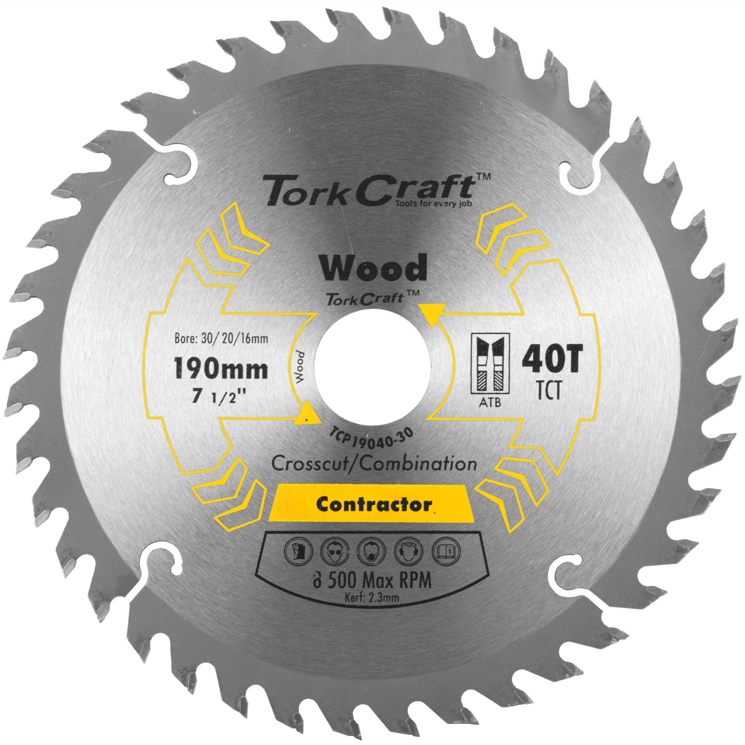 BLADE CONTRACTOR 190 X 40T 30/20/16 CIRCULAR SAW TCT