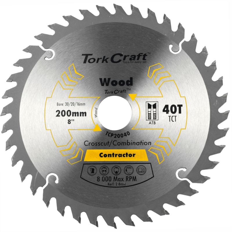 BLADE CONTRACTOR 200 X 40T 30/1/20/16 CIRCULAR SAW TCT