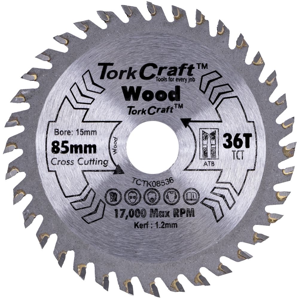 TCT SAW BLADE 85MM X 1.2MM X 15MM X 36T WOOD THIN KERF