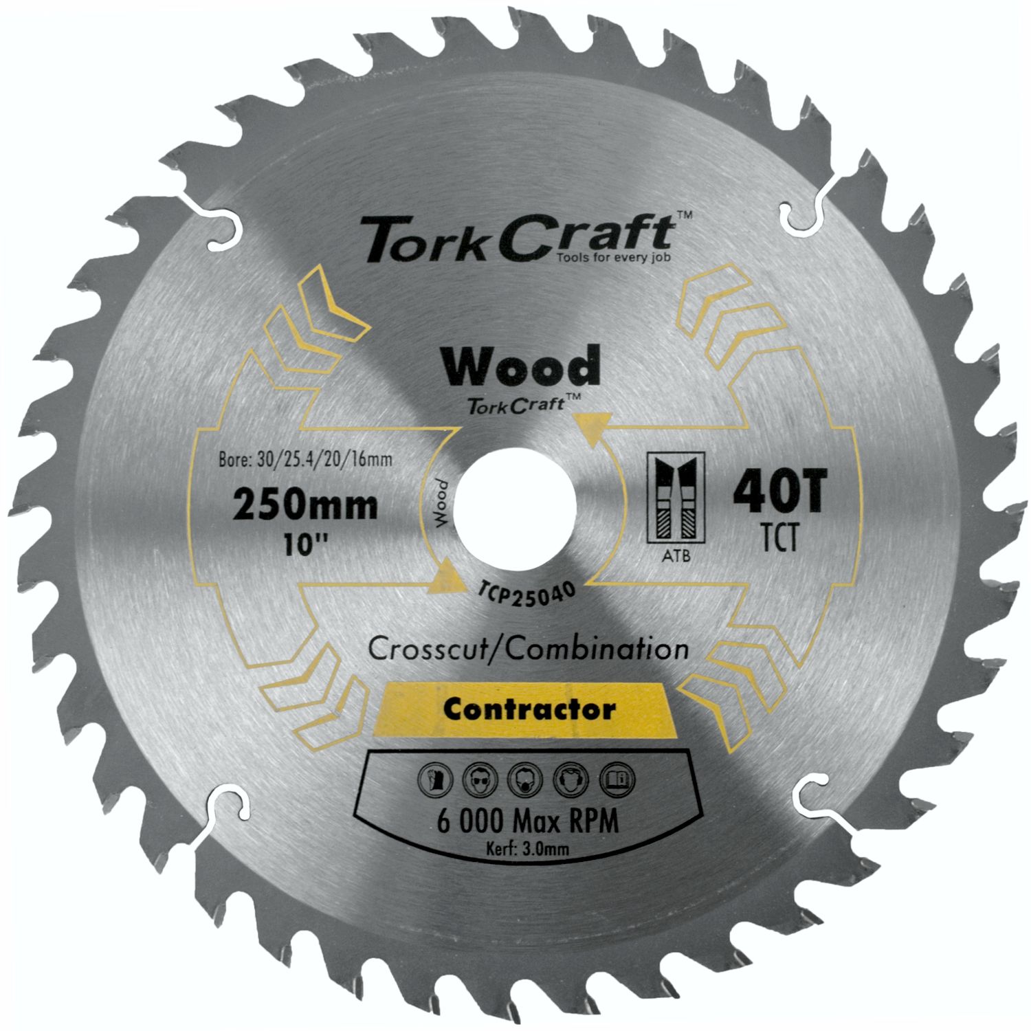 BLADE CONTRACTOR 250 X 40T 30/1/20/16 CIRCULAR SAW TCT