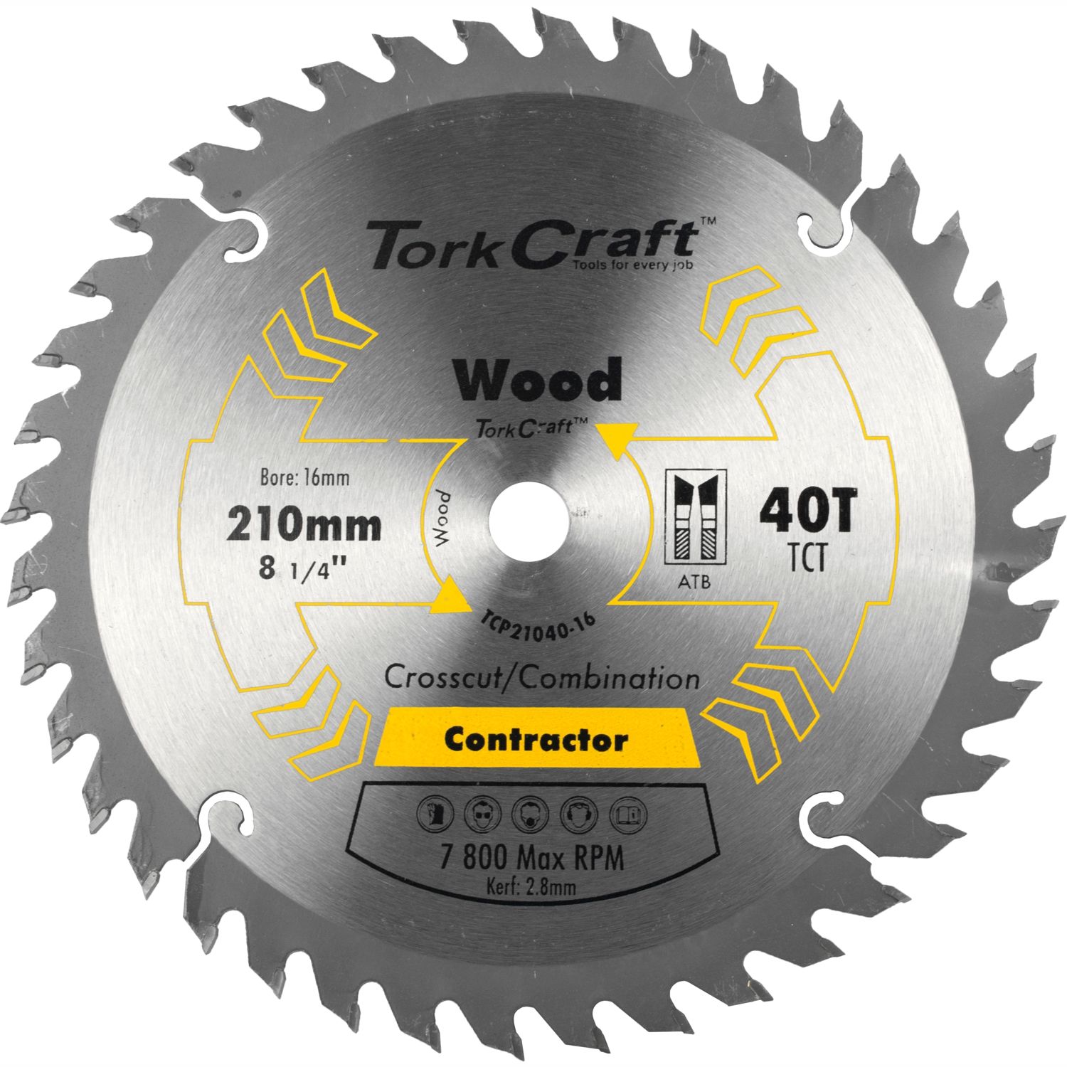 BLADE CONTRACTOR 210 X 40T-16mm CIRCULAR SAW TCT