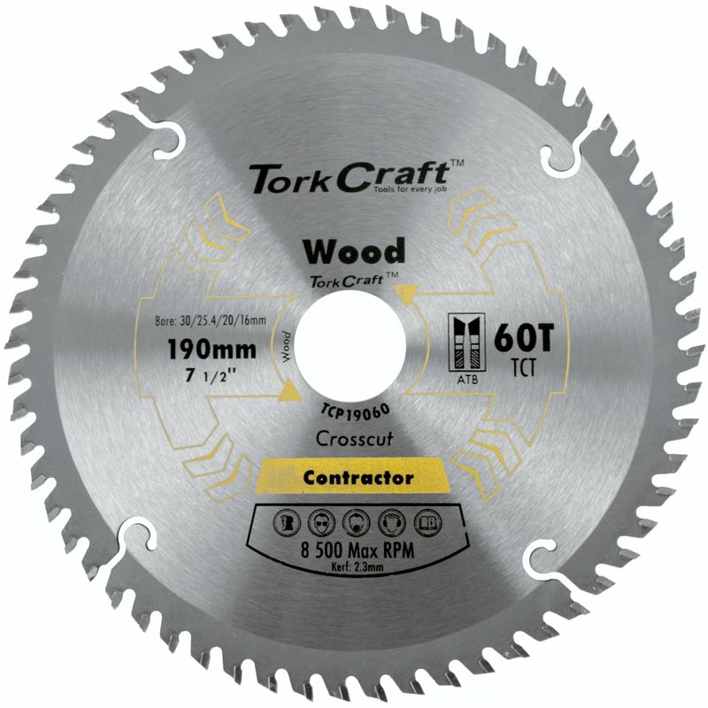BLADE CONTRACTOR 190 X 60T 30/1/20/16 CIRCULAR SAW TCT