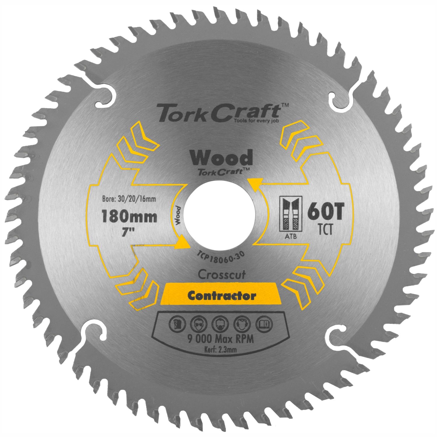 BLADE CONTRACTOR 180 X 60T 30/20/16 CIRCULAR SAW TCT