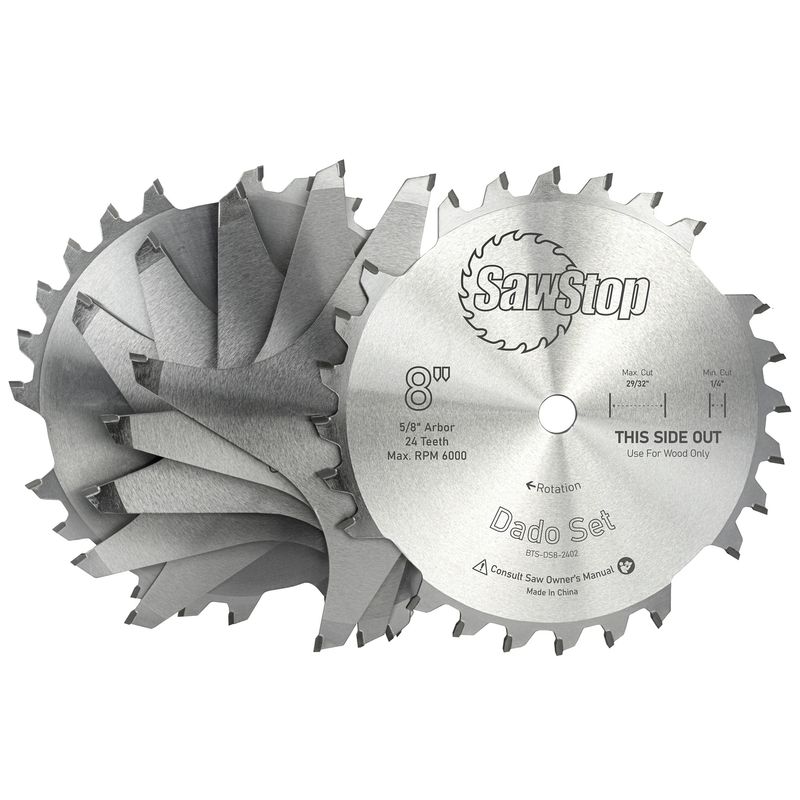 PREMIUM DADO SET 203.2 X 15.875 X 24T 4 X 1/4&#39;, 1/8&#39;,1/16&#39;,3/32&#39; CHIP