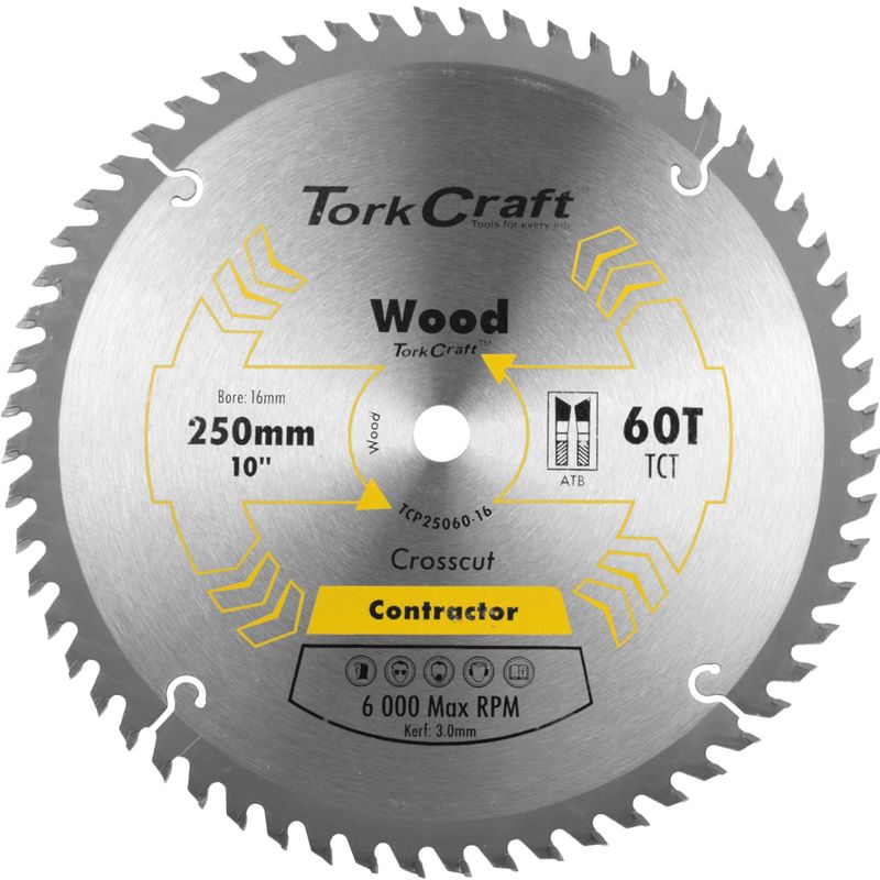 BLADE CONTRACTOR 250 X 60T 16MM CIRCULAR SAW TCT