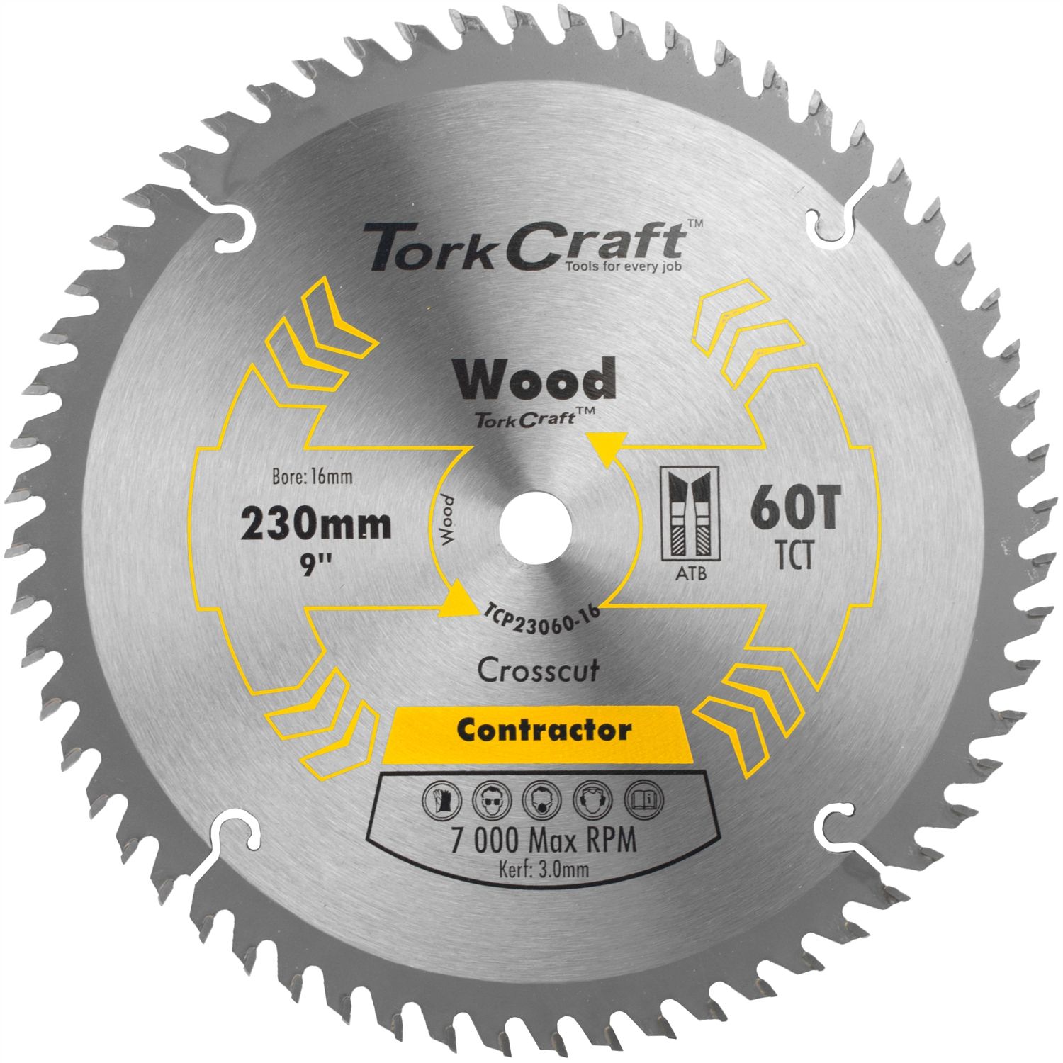 BLADE CONTRACTOR 230 X 60T 16MM CIRCULAR SAW TCT