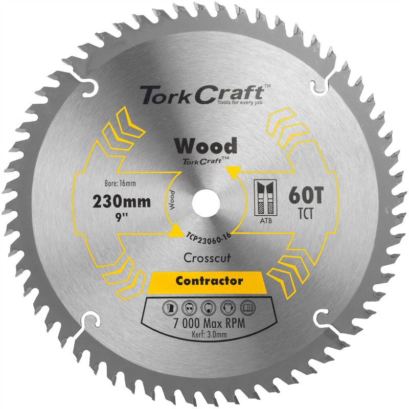 BLADE CONTRACTOR 230 X 60T 16MM CIRCULAR SAW TCT