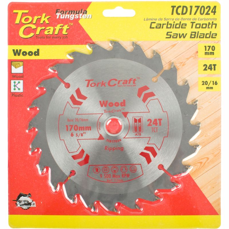 BLADE TCT 170 X 24T 20/16 GENERAL PURPOSE RIP