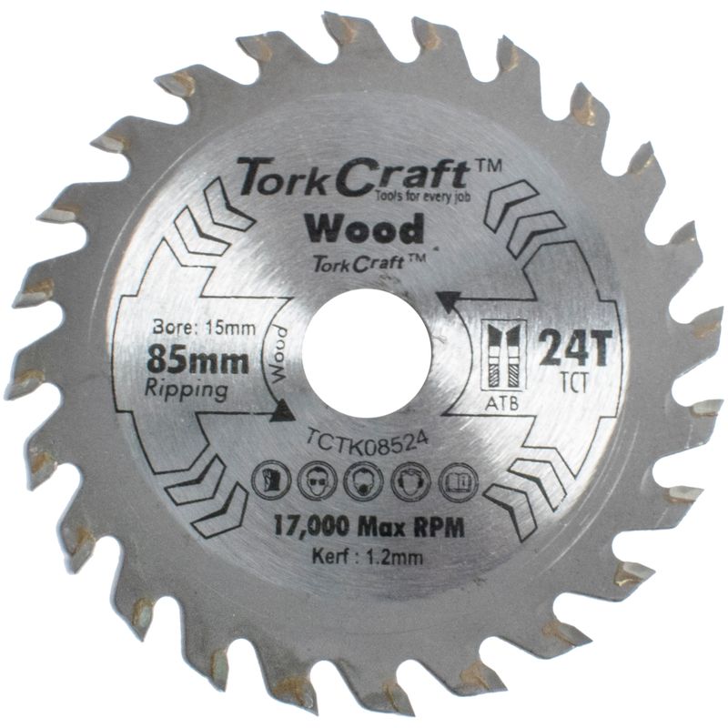 TCT SAW BLADE 85MM X 1.2MM X 15MM X 24T WOOD THIN KERF