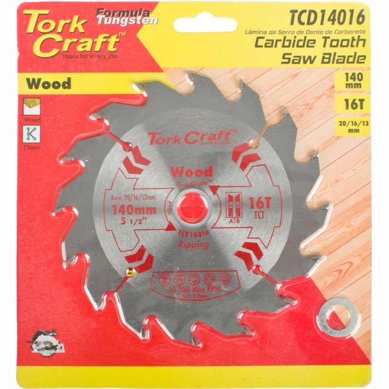 BLADE TCT 140 X 16T 20/16/13 GENERAL PURPOSE RIP WOOD