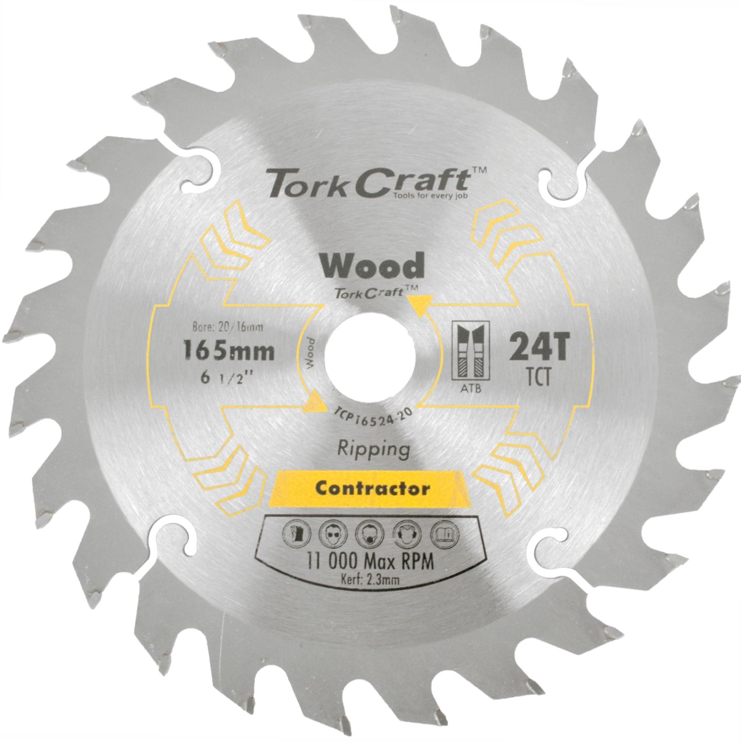 BLADE CONTRACTOR 165 X 24T 20/16 CIRCULAR SAW TCT