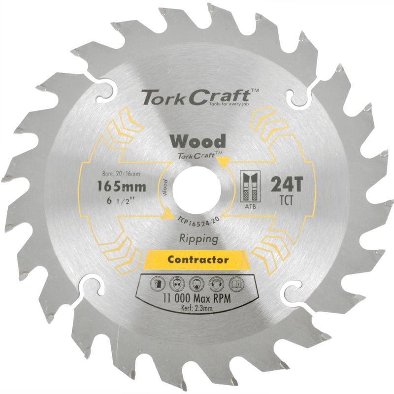 BLADE CONTRACTOR 165 X 24T 20/16 CIRCULAR SAW TCT