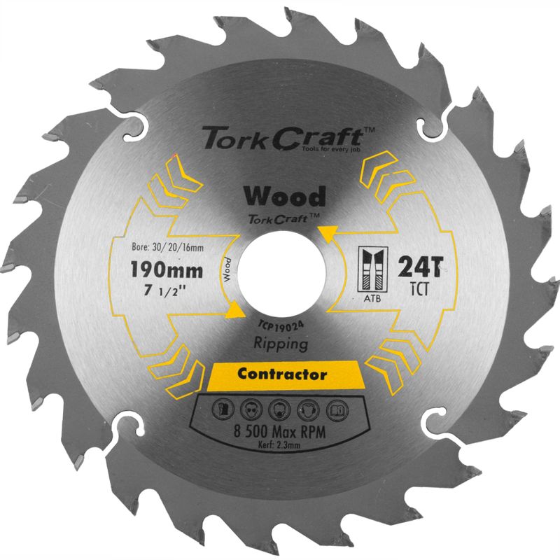 BLADE CONTRACTOR 190 X 24T 30/20/16 CIRCULAR SAW TCT