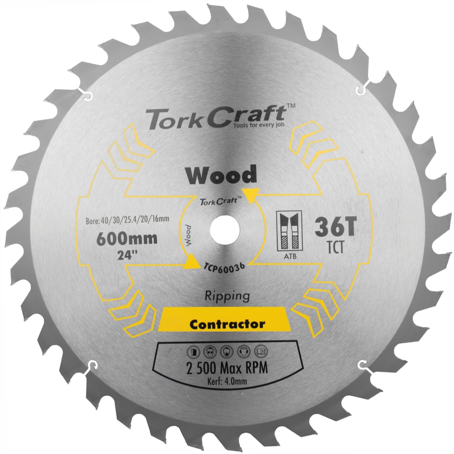 TCT SAW BLADE RIPPING 600X36T 40/30/25.4/20/16