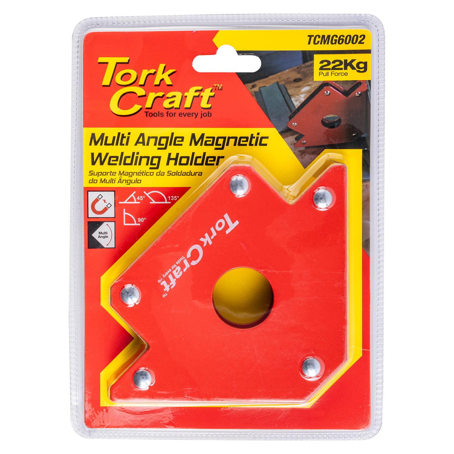 MAGNETIC WELDING HOLDER 22.7KG P/FORCE 45-90-135 DEG. MULTI ANGLE