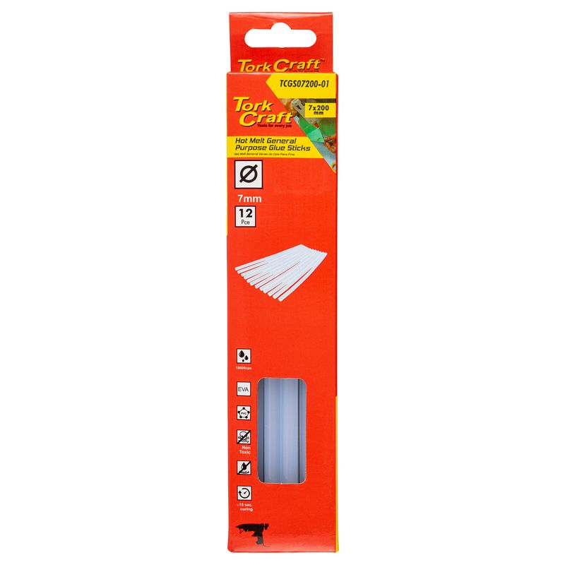 GLUE STICK 07 X 200MM 12PC HOT MELT GEN. PURPOSE EVA 18000CPS