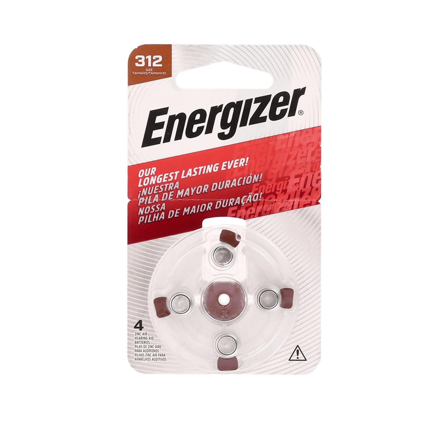 ENERGIZER HEARING AID BAT 312 BROWN 4 PACK (MOQ 10)